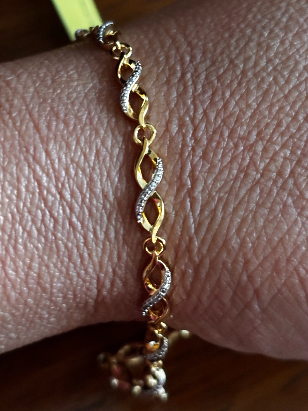 Gold and diamond Tone Twisted Link Bracelet - Women Jewelry